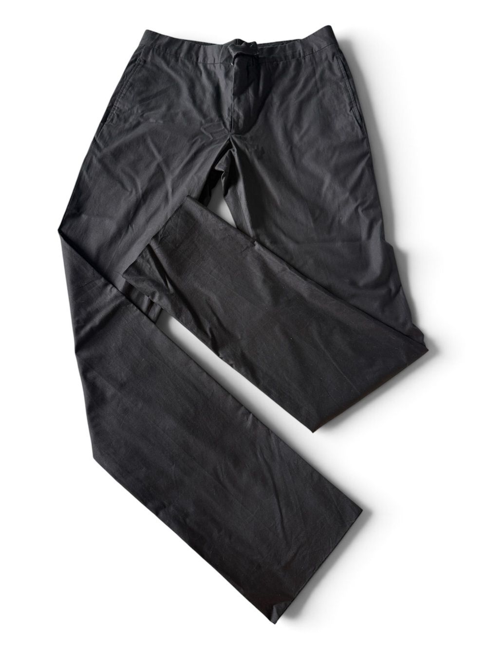 Hermès Black Cotton Trousers w/ Lizard Leather Closure - FR44 (fits US 32/33)